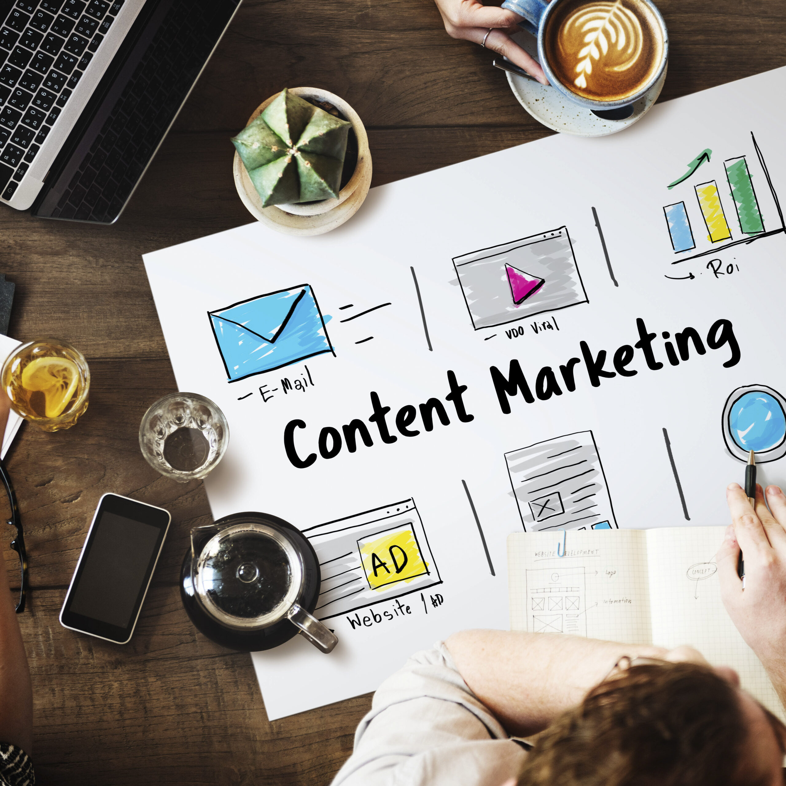 Content marketing strategy planning with email, video, and website optimization